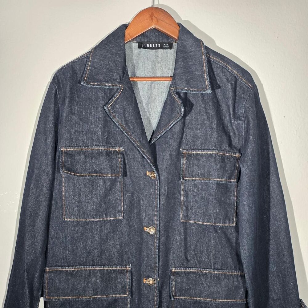 Lioness Women's Navy and Blue Jacket Size XXS